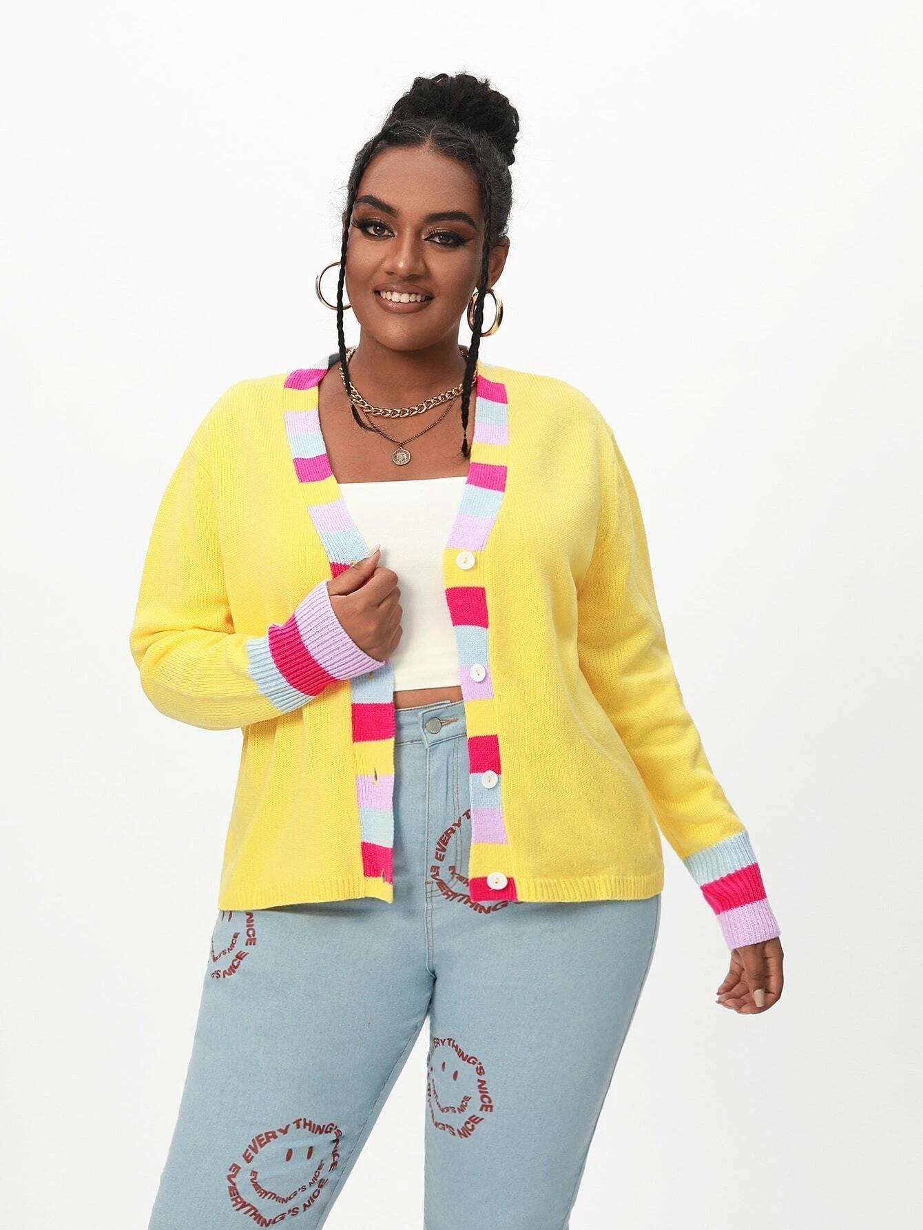 Кардиган короткий Shein оверсайз 2XL Желтый (10717)