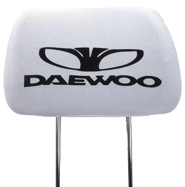 Чохол підголівників DAEWOO логотип Білий/Чорний (279813) Чохол підголівників DAEWOO логотип Білий/Чорний (279813)