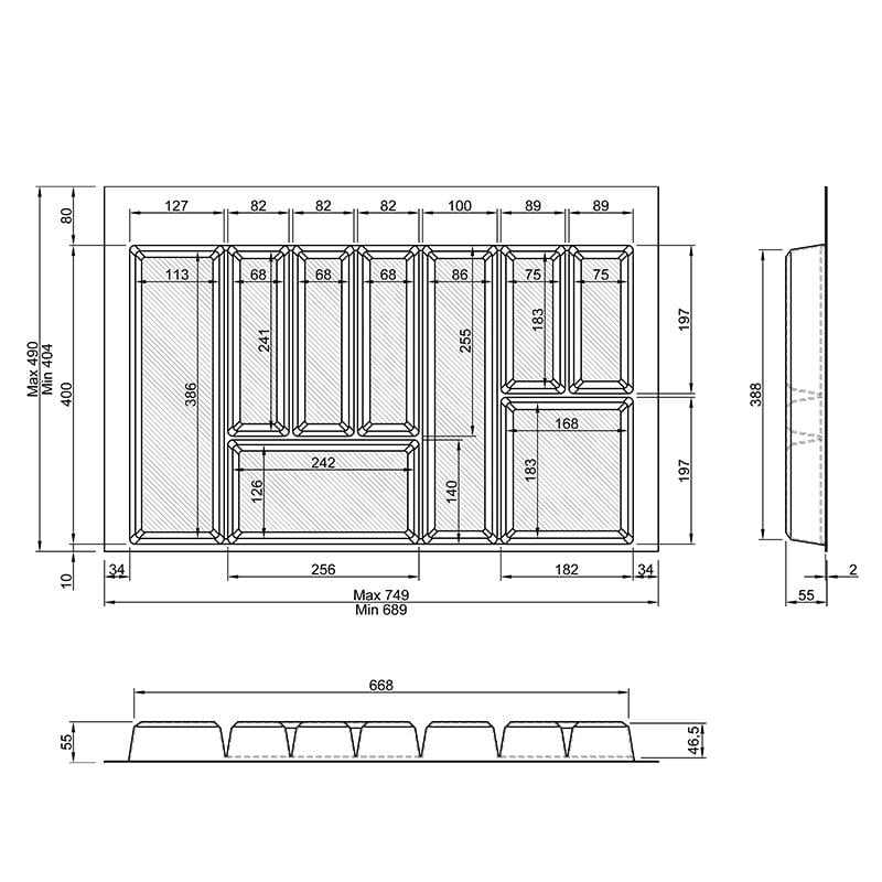 Лоток для столових приладів Muller 80 см Білий матовий (750-690) - фото 5 Лоток для столових приладів Muller 80 см Білий матовий (750-690) - фото 5