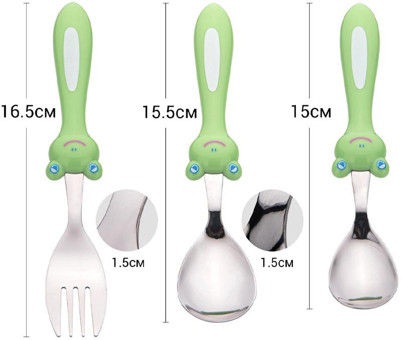 Набір дитячих столових приборів Fissman Жаба 3 пр. Темно-салатовий (FN-3562) - фото 6
