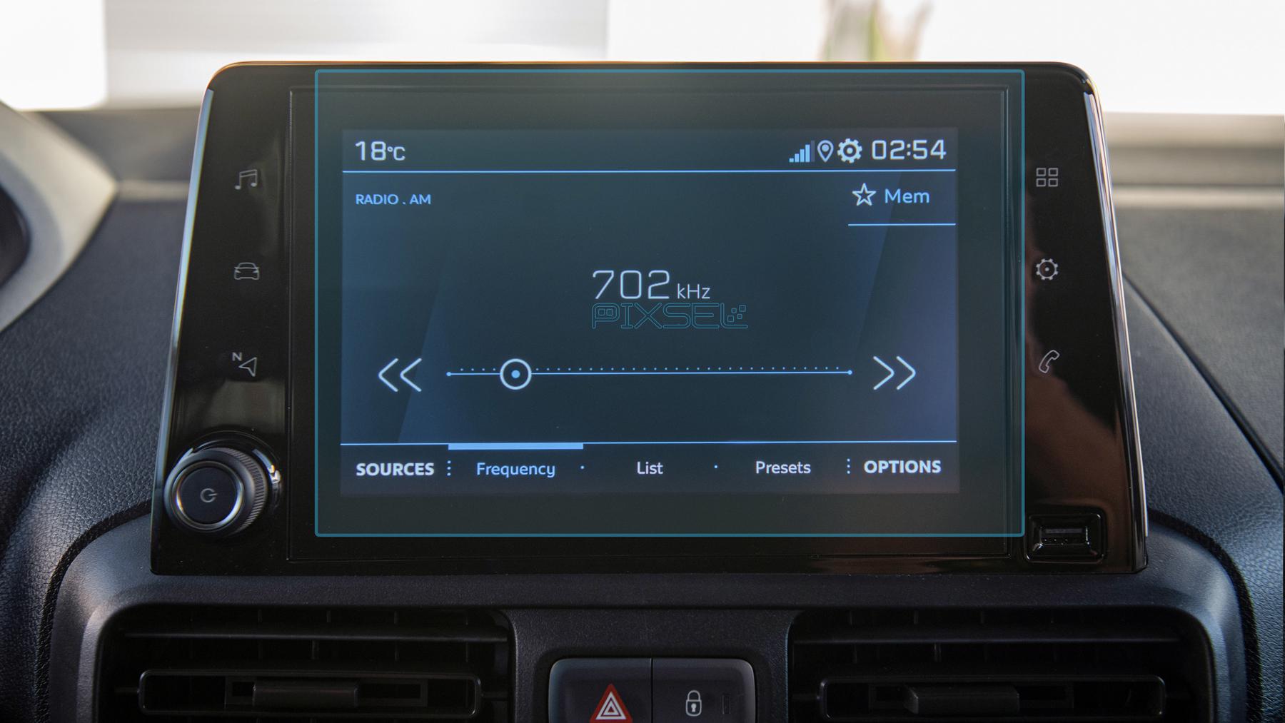 Стекло защитное Pixsel гибридный глянец на монитор Peugeot PARTNER 9,4“ 2018