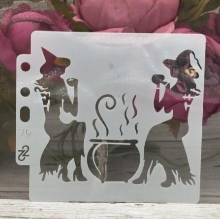 Трафарет для Хэллоуина Ведьмы с котлом 13х13 см Серый (7615/1)