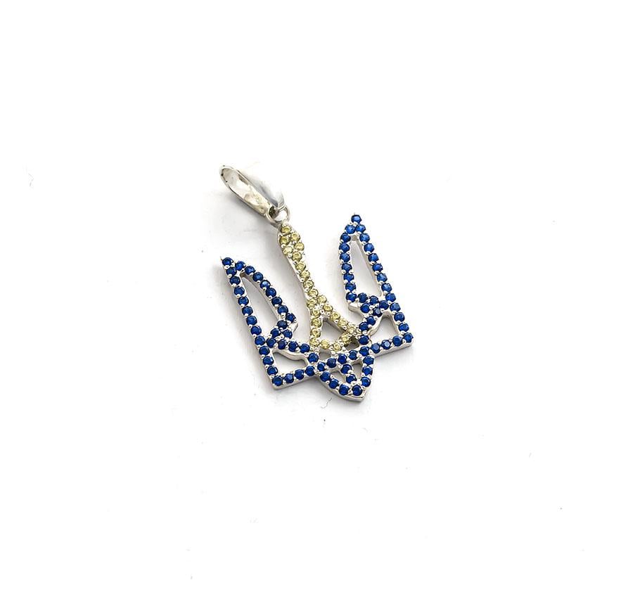 Подвеска с фианитами Maxi Silver 5692 Тризуб Украины Желто-голубой (85692)