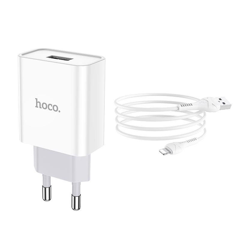 Сетевое зарядное устройство Hoco C81A Asombroso Lightning EU White - фото 2