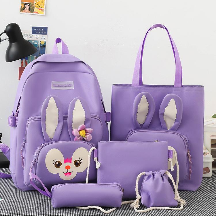 Школьный рюкзак для девочки Зайчик 5в1 5-11 класс Фиолетовый (27667983)