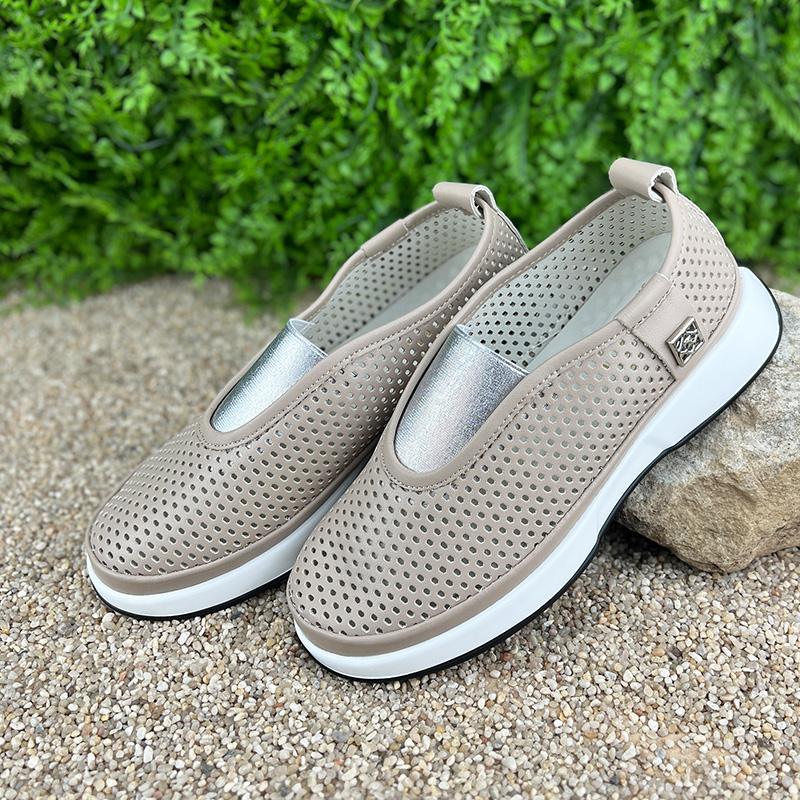 Мокасини жіночі перфорована шкіра Е-007061-36 p. 37 23,5-24 см Коричневий - фото 2