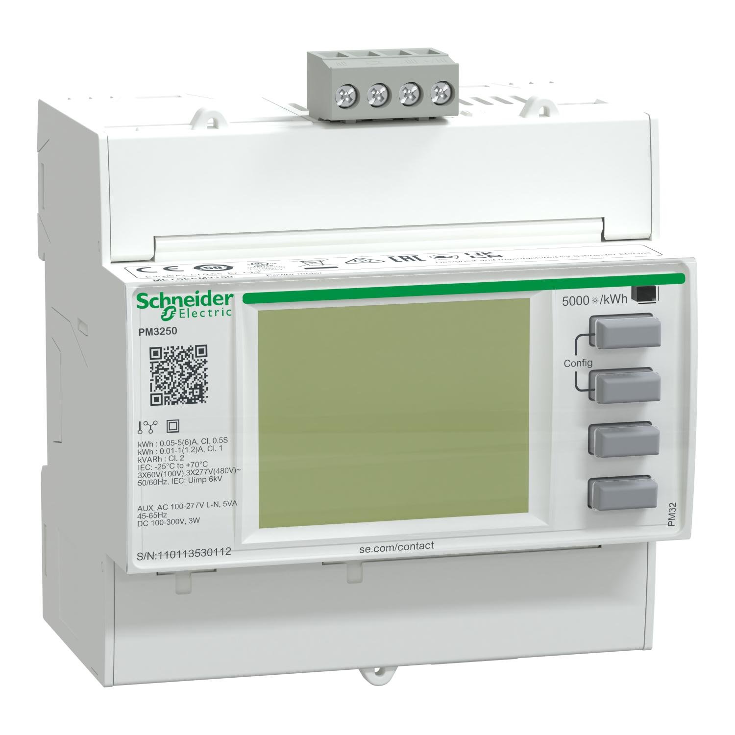 Счетчик трехфазный электронный Schneider Electric PM3000 5A класс 0,5S Modbus (METSEPM3250) Счетчик трехфазный электронный Schneider Electric PM3000 5A класс 0,5S Modbus (METSEPM3250)