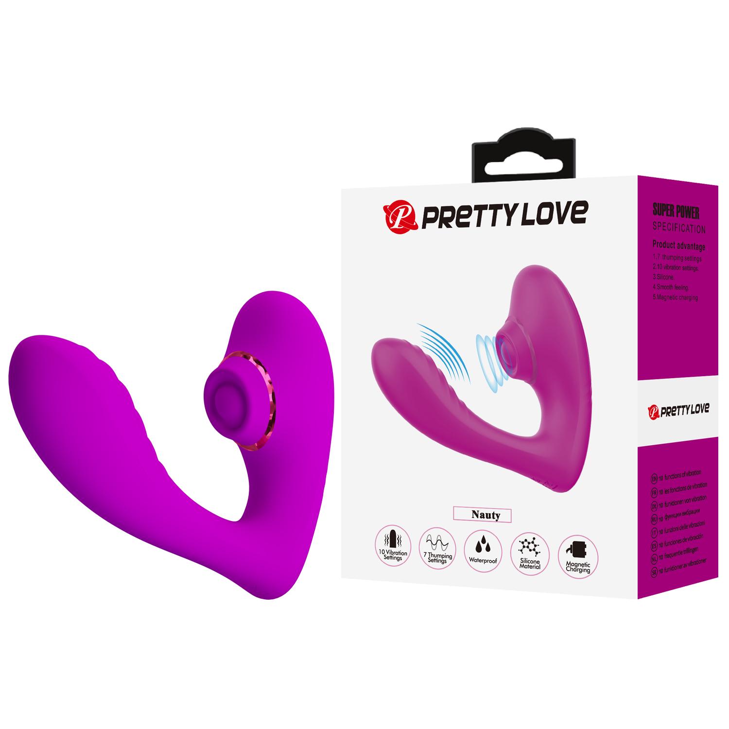 Вибратор с клиторальной пульсацией Pretty Love Nauty 14х10,9 см Фиолетовый (BI-040191)