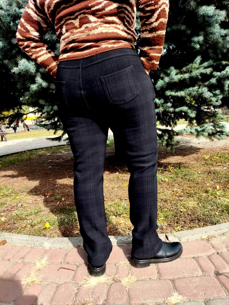 Штани жіночі в клітинку 2111 теплі на флісі р. 52 Чорний (2772445987) - фото 11