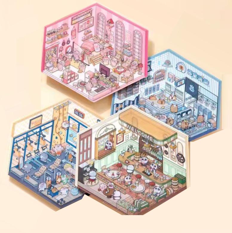 Наклейки 3D для створення міні кімнат з капібарою 4в1 з пінцетом