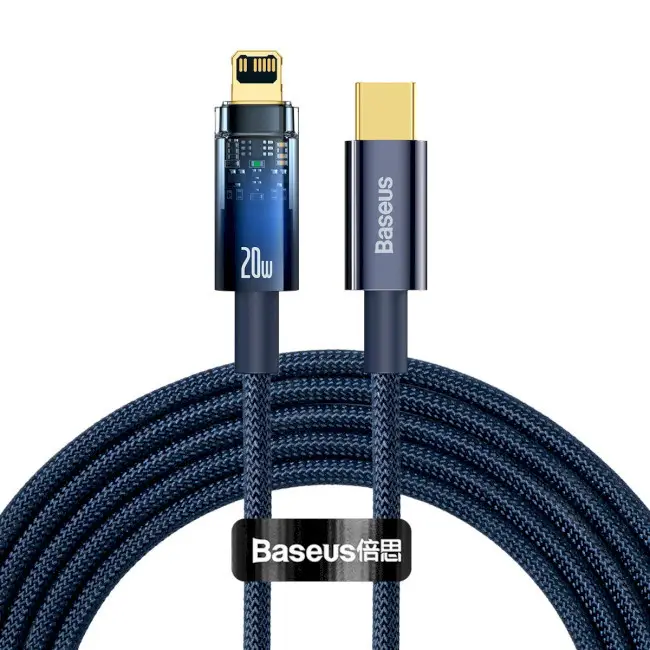 Кабель BASEUS Explorer Series Auto Power-Off Fast Charging Cable Type-C to Lightning CATS000103 20W 2 м Blue