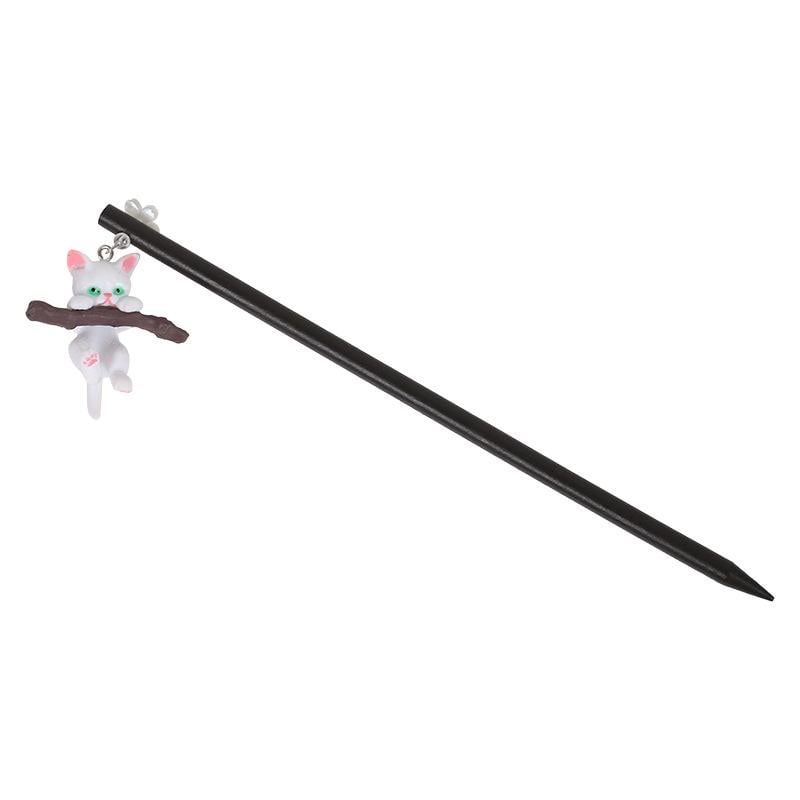 Шпилька для волос деревянная Котик и веточка 18 см (28110)