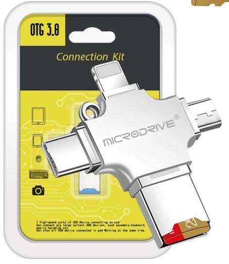 Флешка для адаптер IPhone MicroDrive 128Gb USB 3.0 iOS Micro Type-C Apple Lightning 4в1
