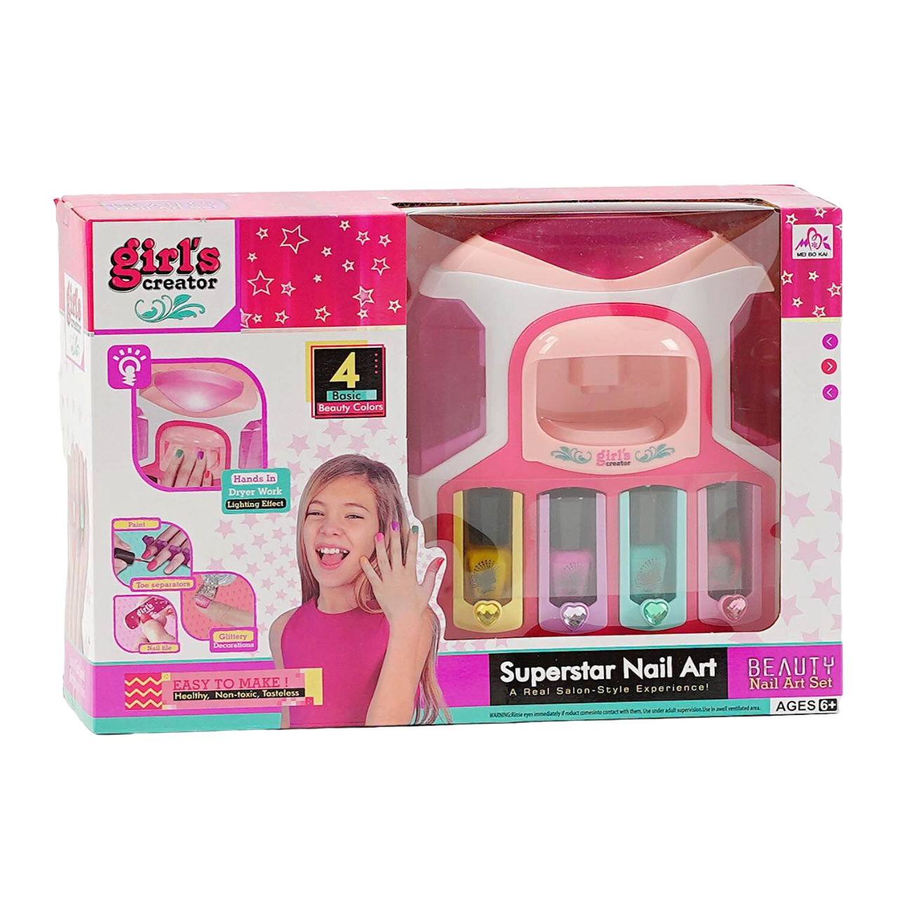 Набор для маникюра детский Girl's Creator 4 цвета лаков/наклейки/пилочка Pink (149806)