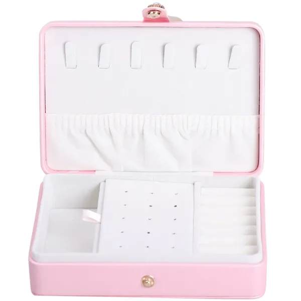 Ящик-органайзер для украшений на кнопке 16х11х4,7 см Розовый