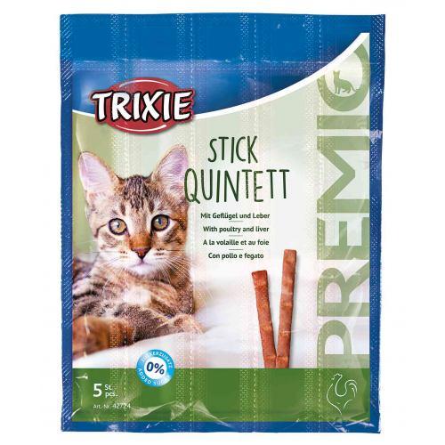 Ласощі для котів Trixie Premio Quadro-Sticks домашня птиця 5 шт.