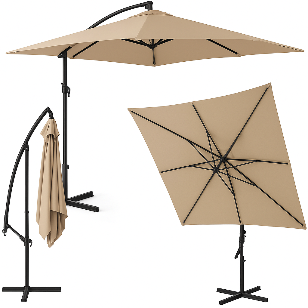 Садова парасолька WCG з поліестеру сталевою рамою регульований кут нахилу з чохлом 2,5х2,5 м Бежевий (W-7055BE1) - фото 2 Садова парасолька WCG з поліестеру сталевою рамою регульований кут нахилу з чохлом 2,5х2,5 м Бежевий (W-7055BE1) - фото 2