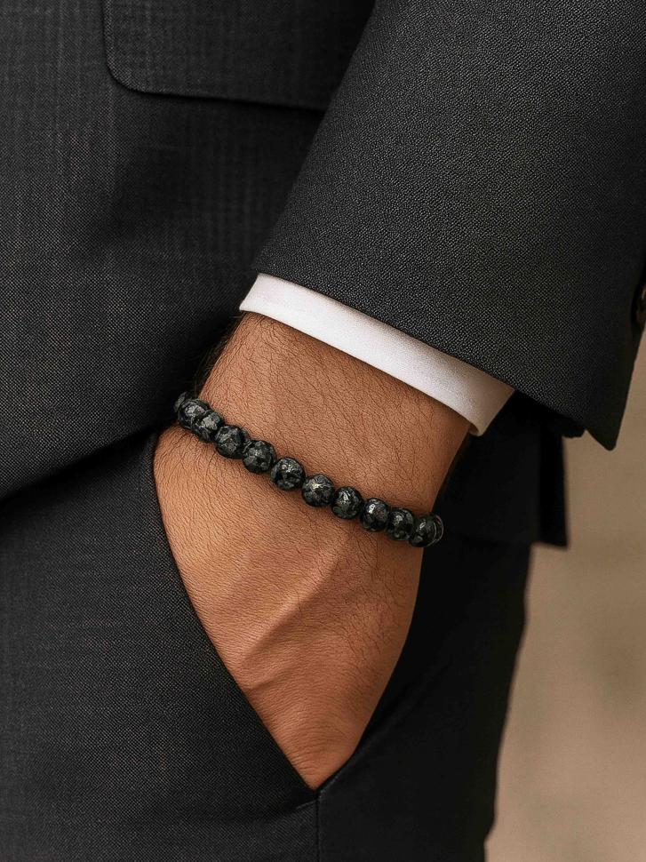 Браслет мужской из обсидиана (5003) Браслет мужской из обсидиана (5003)