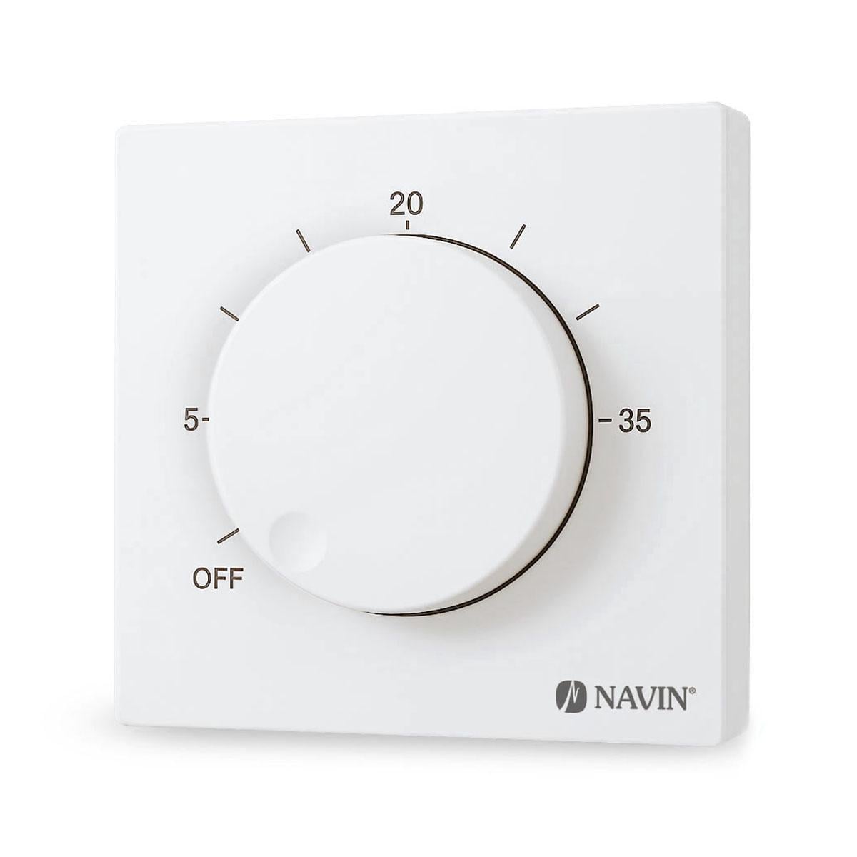 Терморегулятор механический для теплого пола NAVIN EH84WM-16A, белый матовый