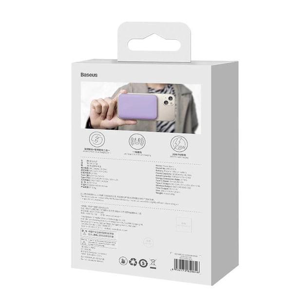 Повербанк Baseus Magnetic Mini 10000 mAh 20 W 2в1 QC3.0+PD3.0 з бездротовою зарядкою Qi 15 W Purple (PPCX110105) - фото 12