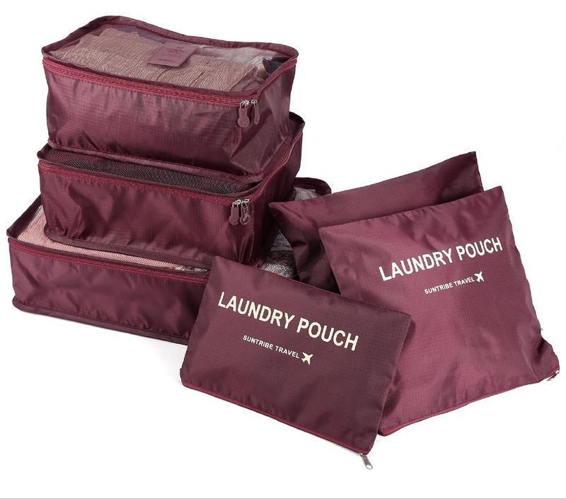 Набор дорожных органайзеров Laundry Pouch Travel 6 шт Бордовый (1568104000) - фото 1