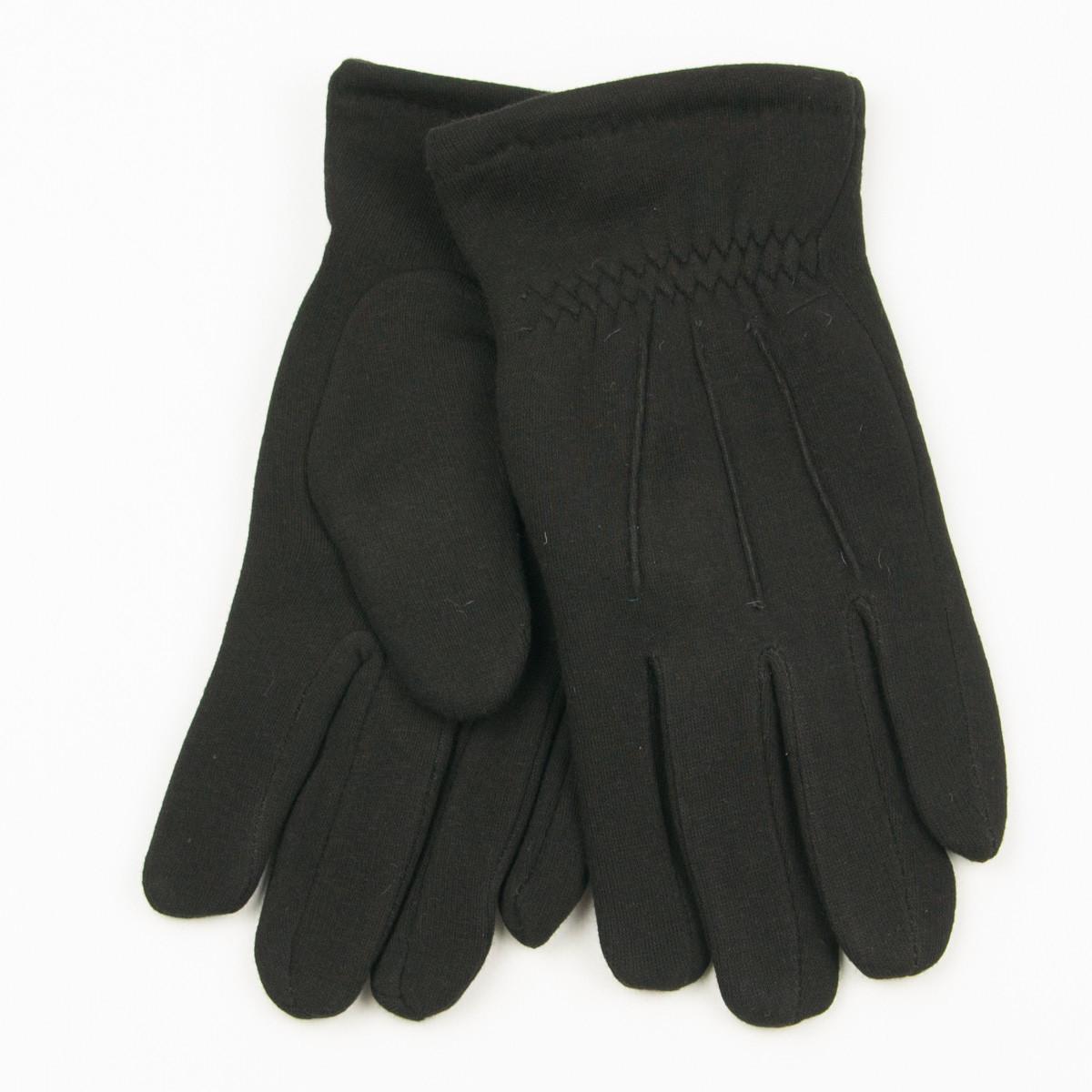 Мужские зимние перчатки трикотажные с махровой подкладкой № 18-1-29/3 S-M Черный (DR007693)