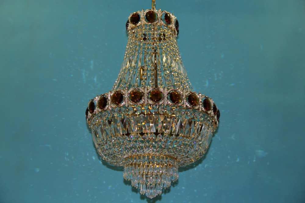 Хрустальная люстра L51068B/12 FGD Золото/Коричневый/Белый (AN000656)