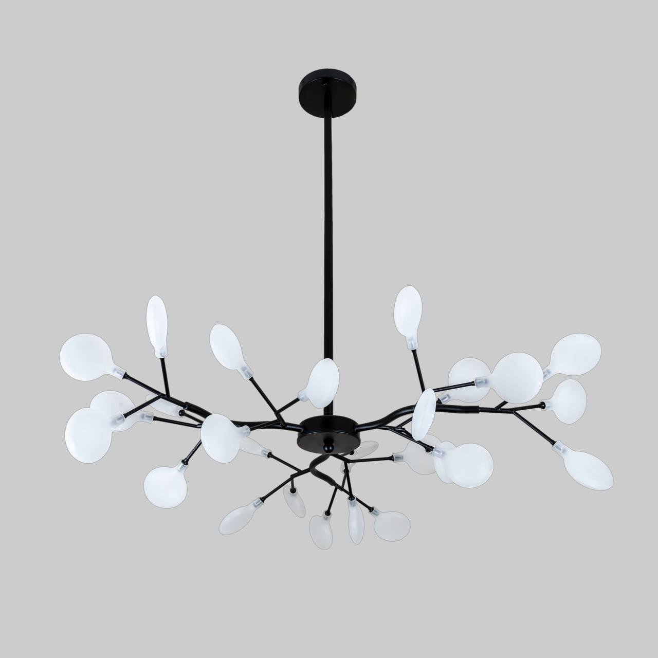 Люстра из стеклянных лепестков на 27 ламп Черный (918-LP447-27 BK+WH)