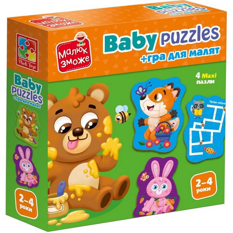 Пазли дитячі розвивальні картонні Лісові звірі VT1722-26 з грою (RLT47163)