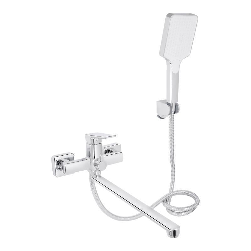 Смеситель для ванны Qtap Crow QTCRO260CRM48647 с длинным поворотным изливом и душевым гарнитуром Chrome (SD00054771)