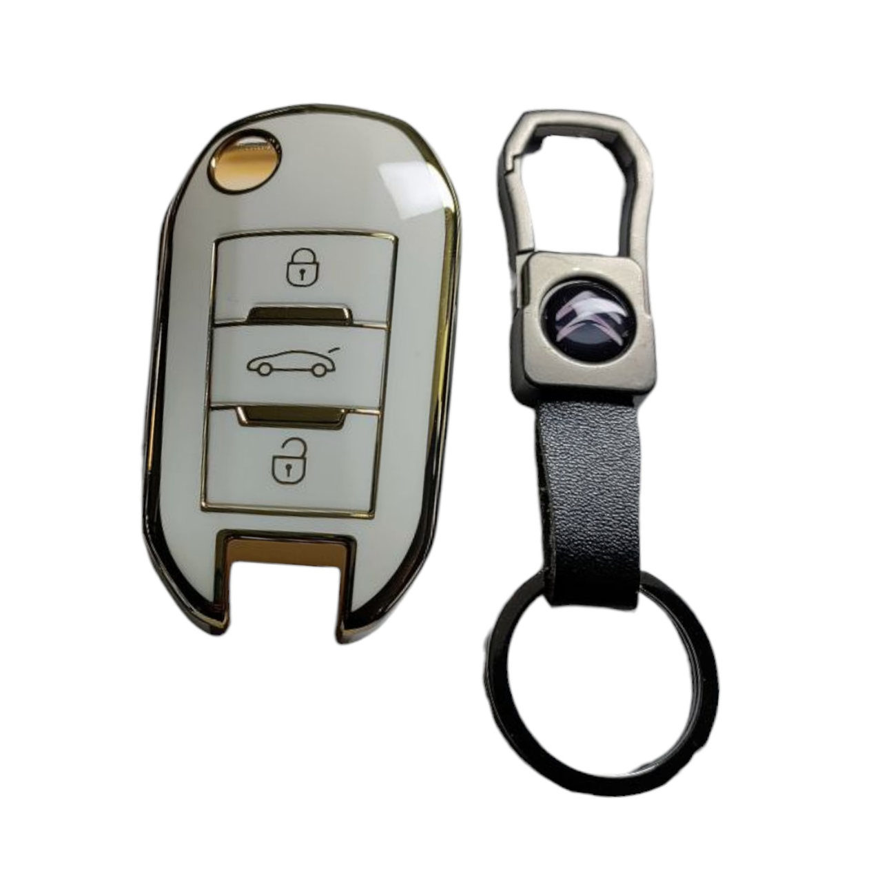 Чехол для ключа Citroen с брелоком с золотым ободком (2365313638)