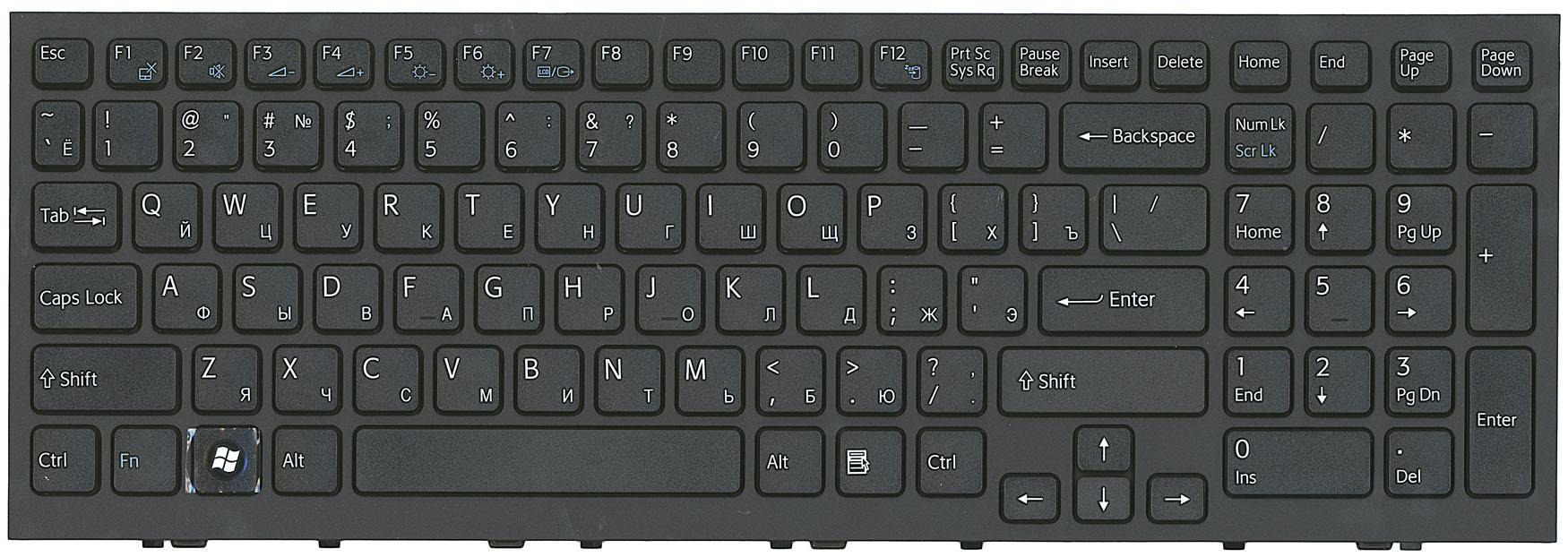 Клавиатура для ноутбука Sony Vaio VPC-EH/VPCEH Black Frame Black