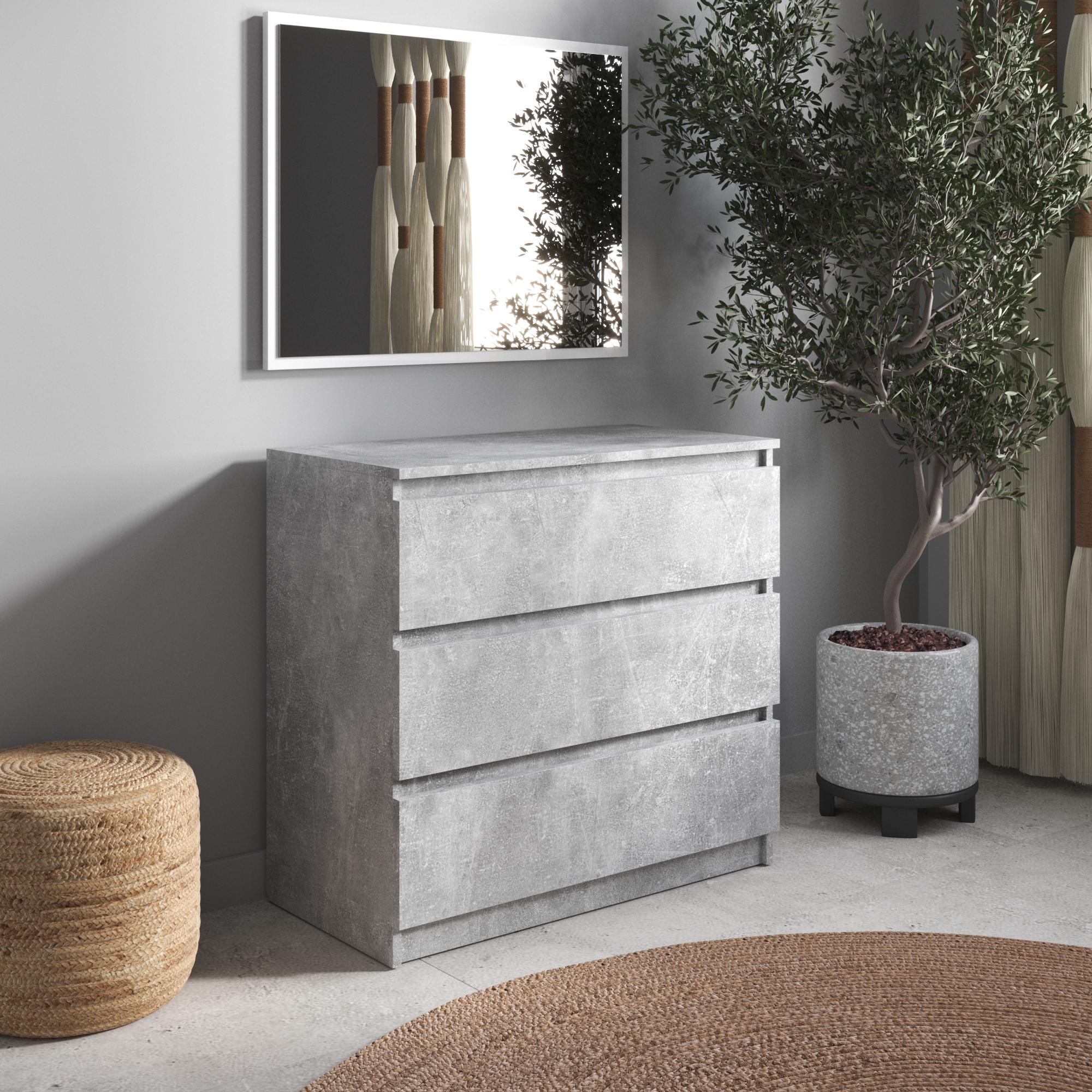 Комод на 3 висувні ящики ДСП 600х755х400 мм Бетон (NT-217) - фото 2 Комод на 3 висувні ящики ДСП 600х755х400 мм Бетон (NT-217) - фото 2