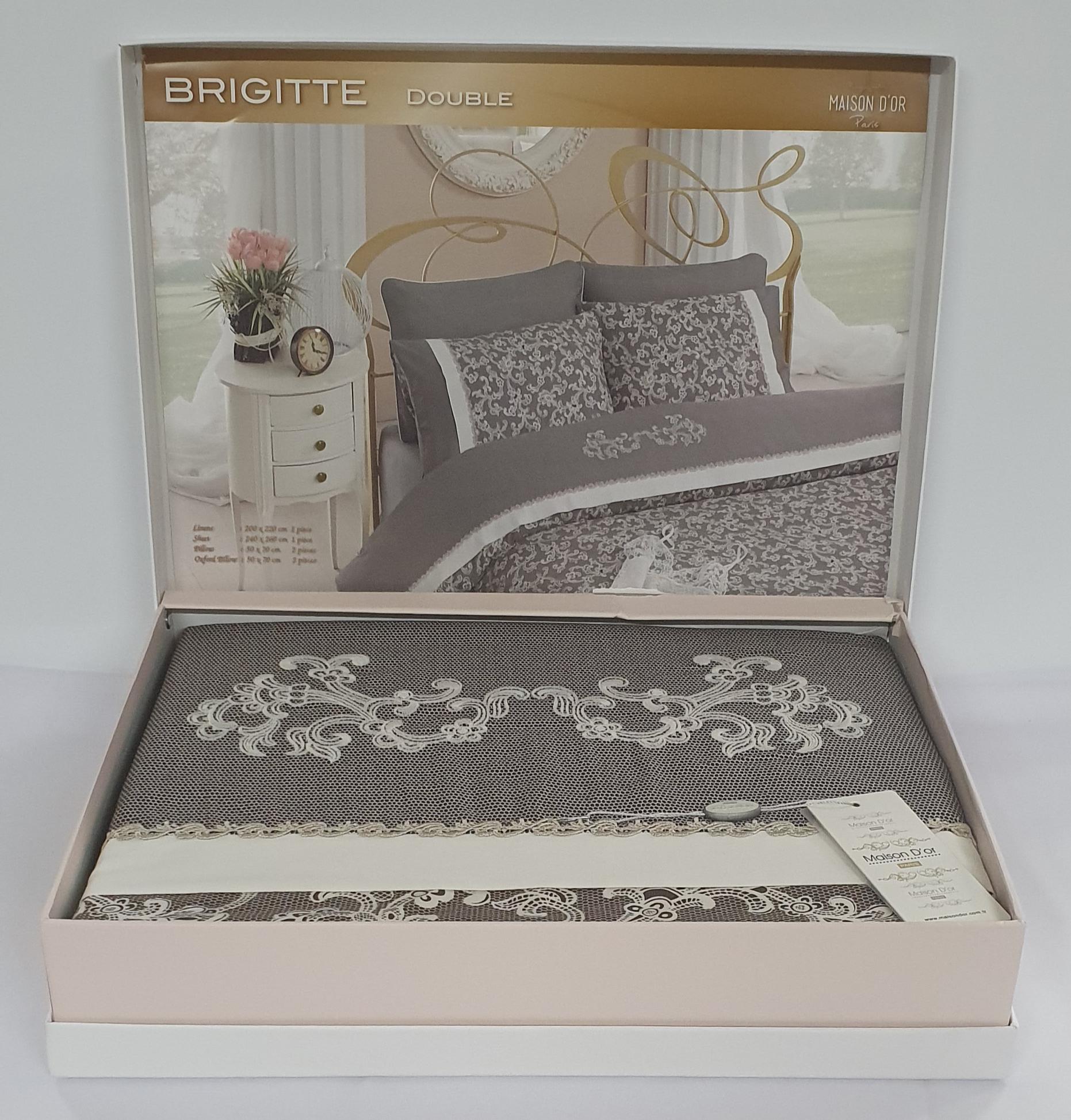 Комплект постельного белья Maison D'or Cатин 200х220 Brigitte Brown (02MD200220SBrigitte16)