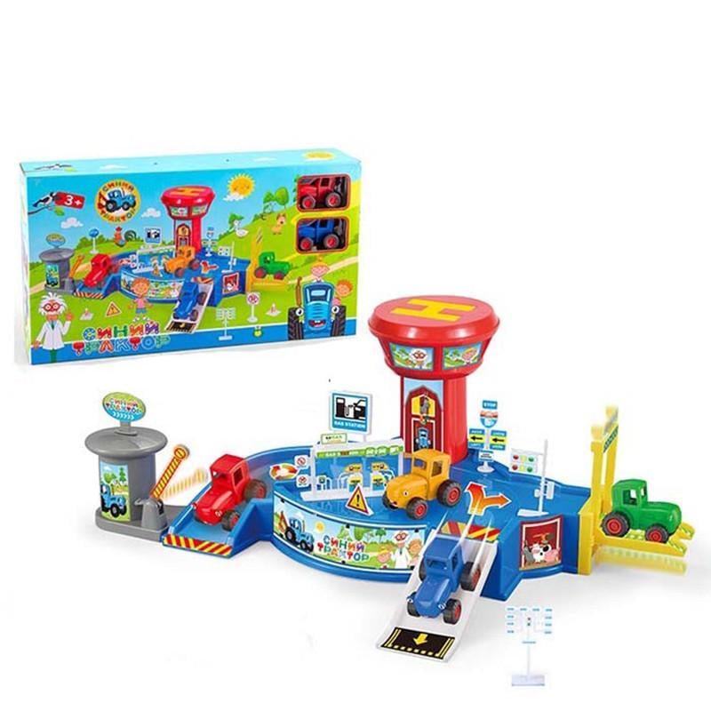 Набір іграшок гараж/парковка/трактор 9609 2 шт. Синій (26122751)