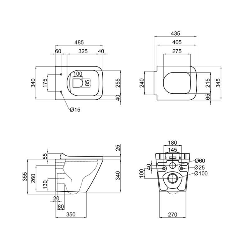 Унітаз підвісний Q-tap Tern QT1733052ERMB безободковий з сидінням Soft-close (FRRS00037241) - фото 2