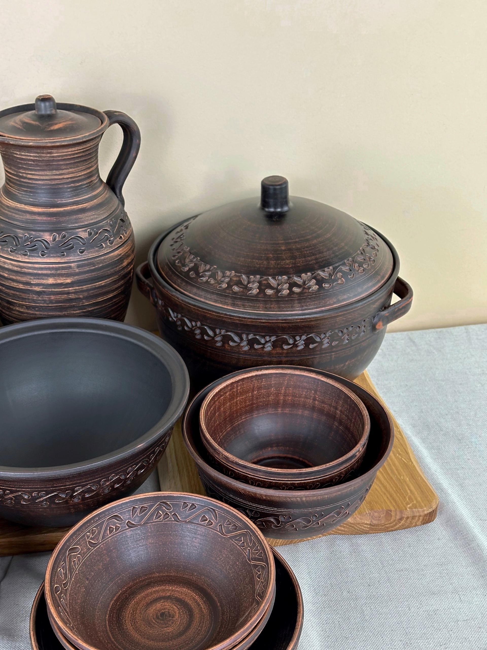 Набор керамической глиняной посуды Рождественский Двенадцать блюд большой декор (3129-4) - фото 2