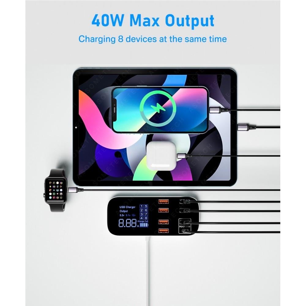 Зарядний пристрій мережевий Asometech 40W PD3.0 QC 3.0 8 USB (25397265) - фото 9 Зарядний пристрій мережевий Asometech 40W PD3.0 QC 3.0 8 USB (25397265) - фото 9