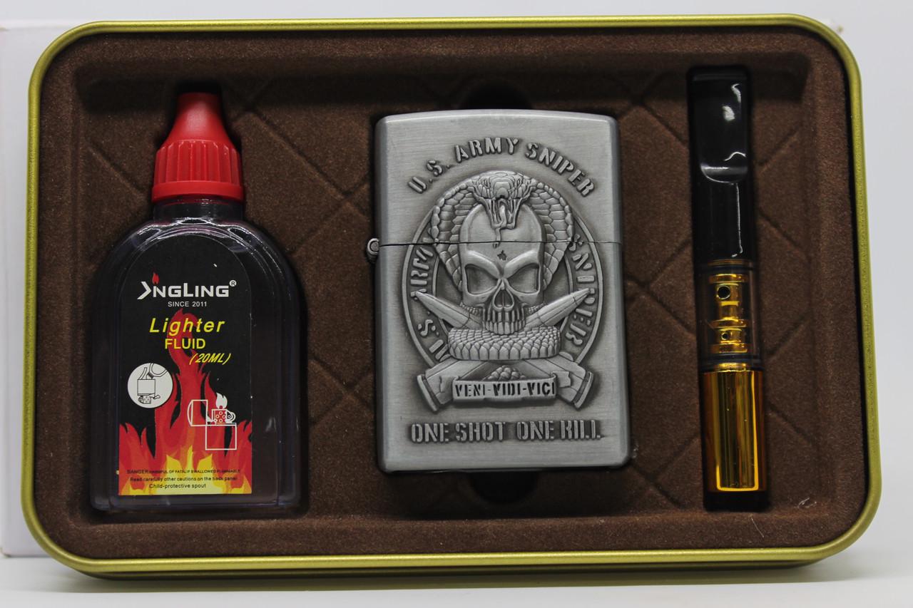 Набор с бензиновой зажигалкой ZIPPO в железном футляре Skull №2-139/20-7 017 Gold (2729770048) Набор с бензиновой зажигалкой ZIPPO в железном футляре Skull №2-139/20-7 017 Gold (2729770048)