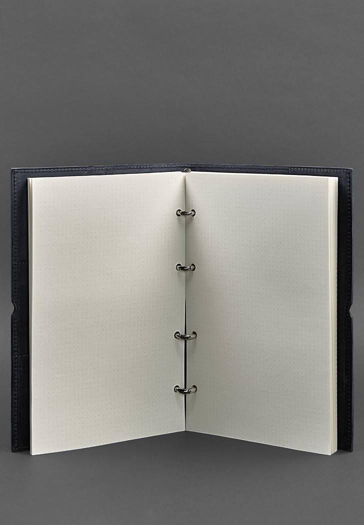 Блокнот кожаный А4 на кольцах Софт-бук 9.0 в мягкой обложке Crazy Horse Синий (A-027502) - фото 5