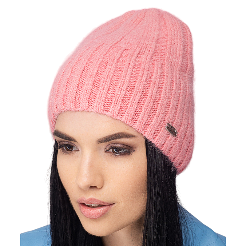 Шапка женская Leks Богема ангоровая на флисе OS Розовый (121012)