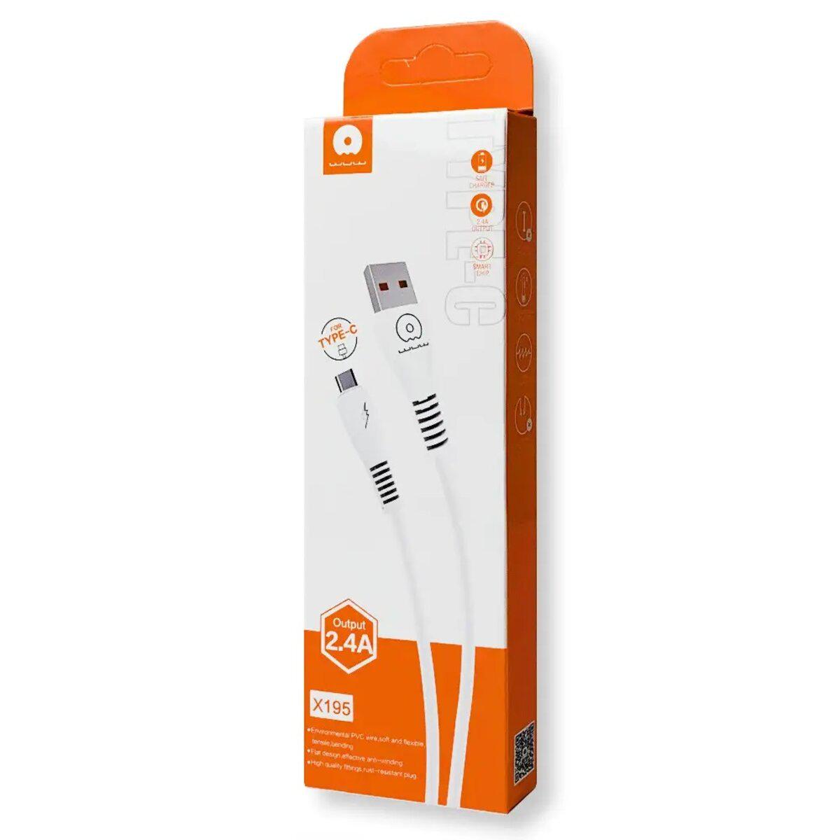 Кабель Wuw X195 USB to Type-C 2.4A 1 м Белый - фото 2 Кабель Wuw X195 USB to Type-C 2.4A 1 м Белый - фото 2