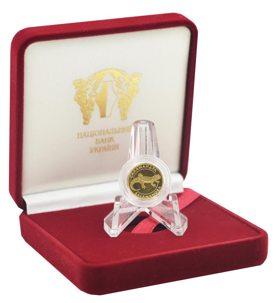 Коллекционная монета Украина 2 гривны 2003 Золото Proof AU-UNC Саламандра Au 999.9 1,24 г без сертификата (М23610)
