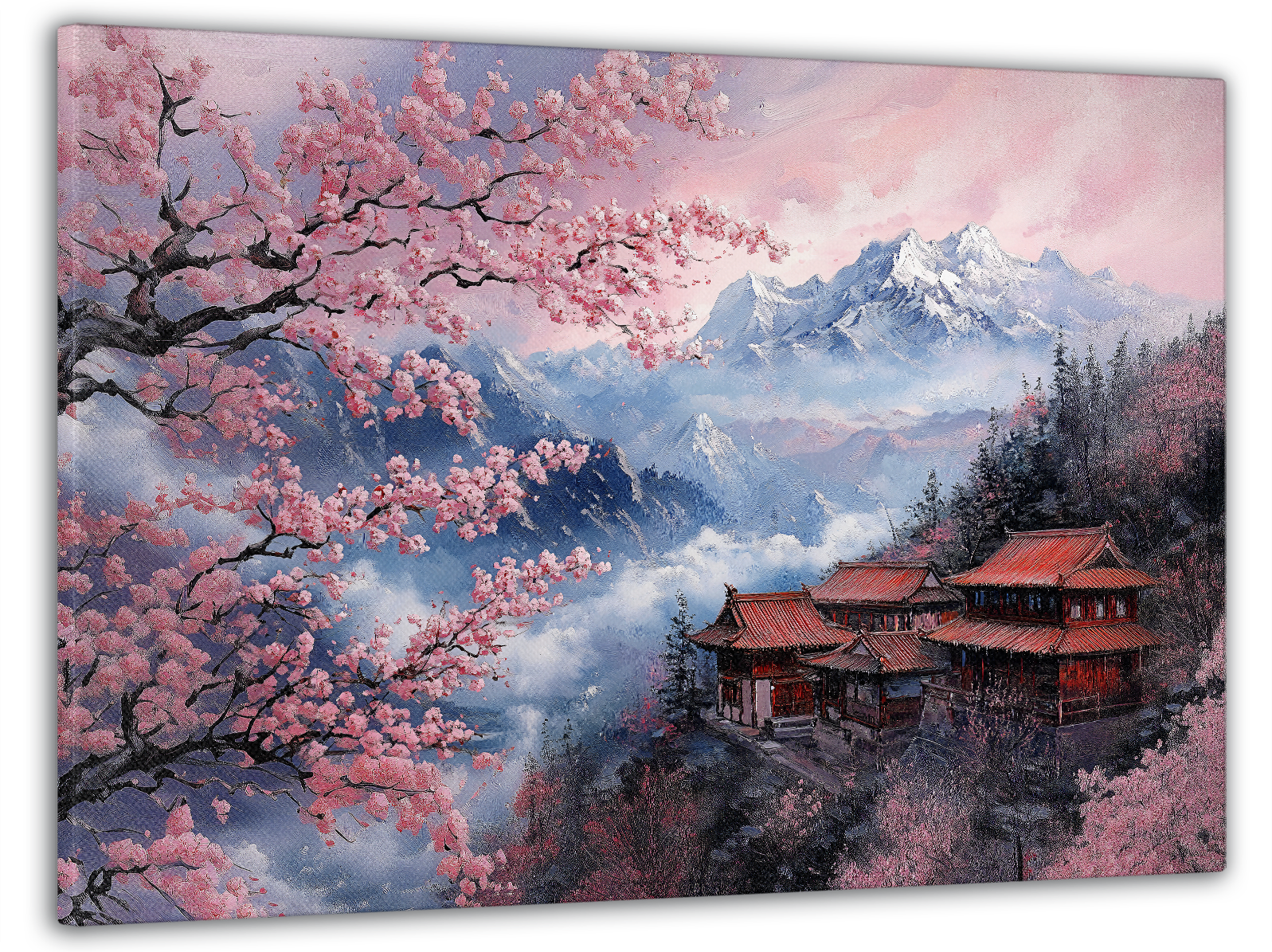 Картина на полотні Mako дім серед сакур 60x100 см (MK10530)