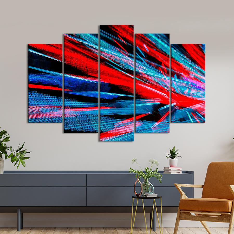 Картина абстракция Яркая красно-синяя абстракция 187x119 см (A909-5)