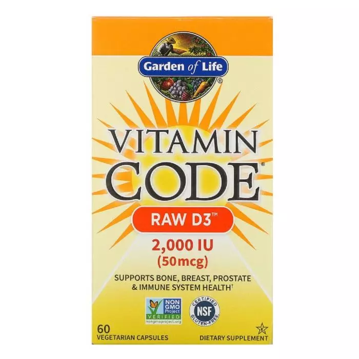 Сирий вітамін D3 Garden Of Life RAW Vitamin Code 2000 МЕ 50 мкг 60 вегетаріанських капсул (GOL11413)