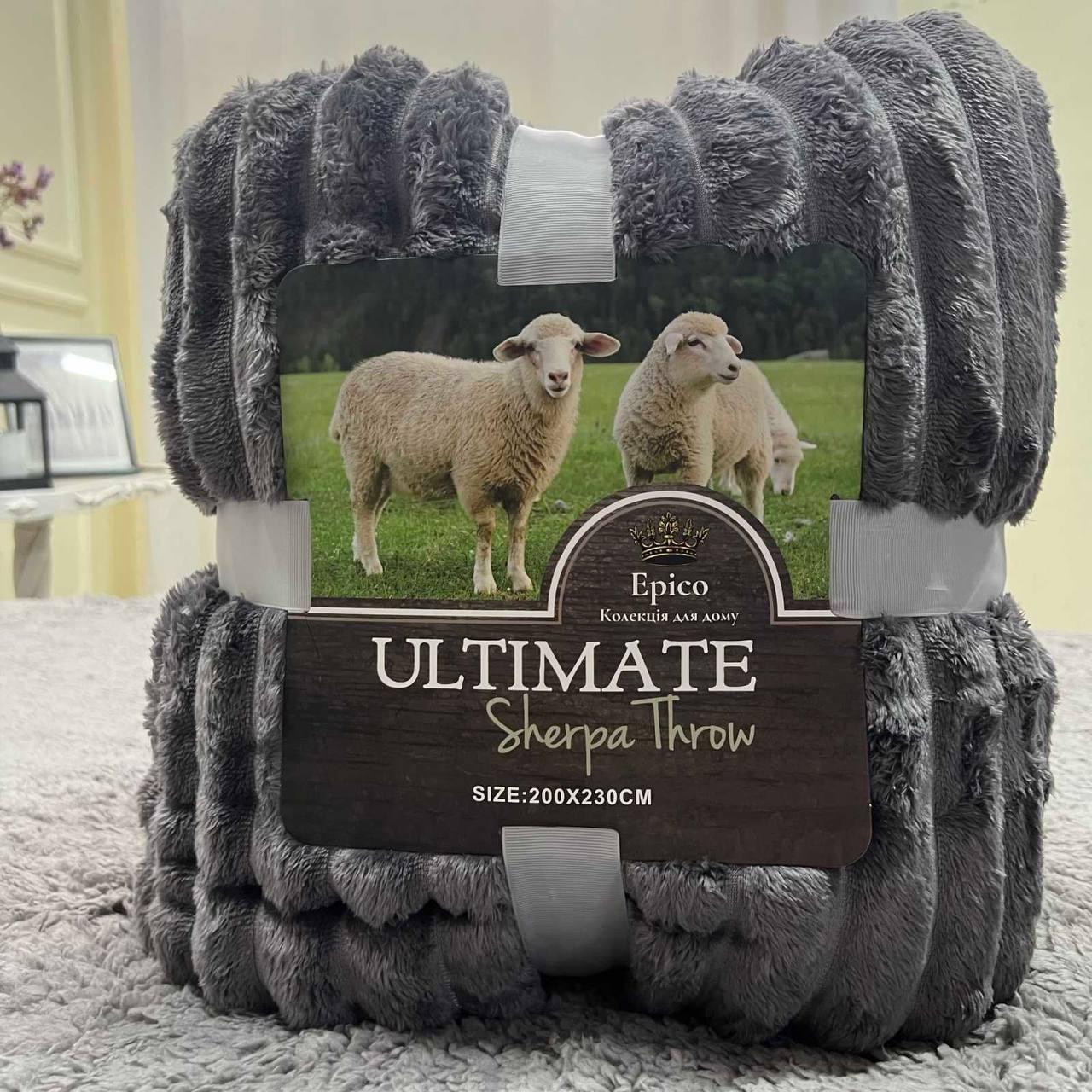 Плед двусторонний на овчине евро 200x220 см Серый (2352013170)