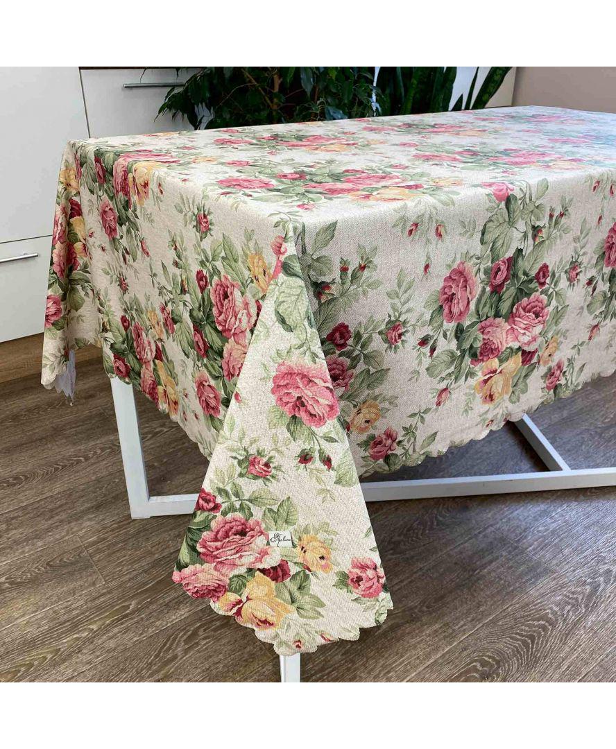 Скатерть водоотталкивающая Simfoni 180x136 Букет роз