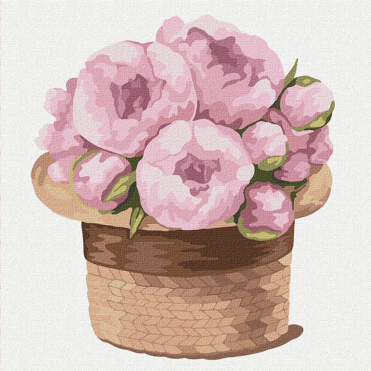 Картина по номерам Идейка Волшебный букет пионов KHO2350 холст на подрамнике 30x30 см (1769537085)