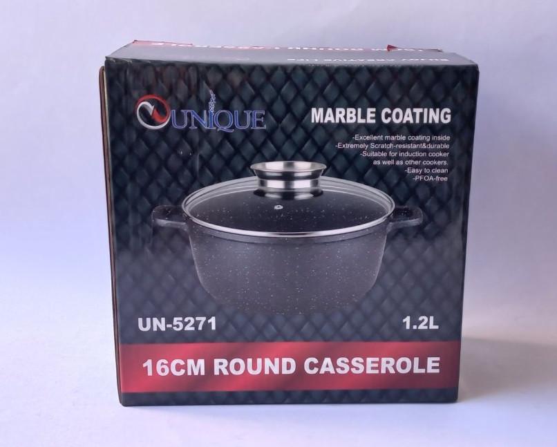 Каструля-казан Unique UN-5271 з мармуровим покриттям і кришкою 1,2 л 16 см Чорний - фото 8 Каструля-казан Unique UN-5271 з мармуровим покриттям і кришкою 1,2 л 16 см Чорний - фото 8